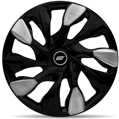 Calota Esportiva DS5 Black Silver Aro 15 Universal Encaixe Preta Prata
